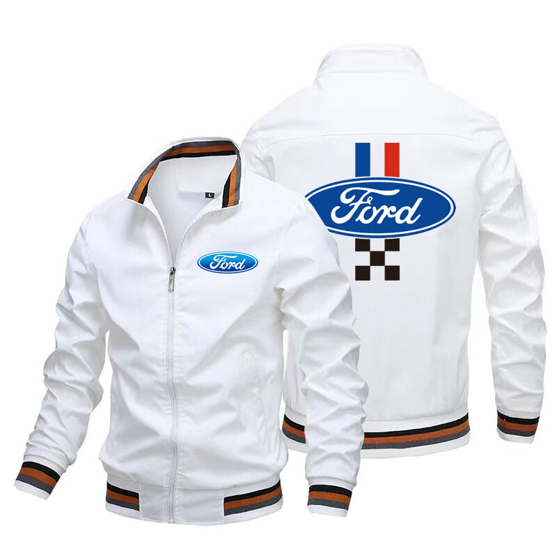 Ford Racing Logo Jacket para homens, moletom com zíper, camisa esportiva ao ar livre, roupa casual, novo