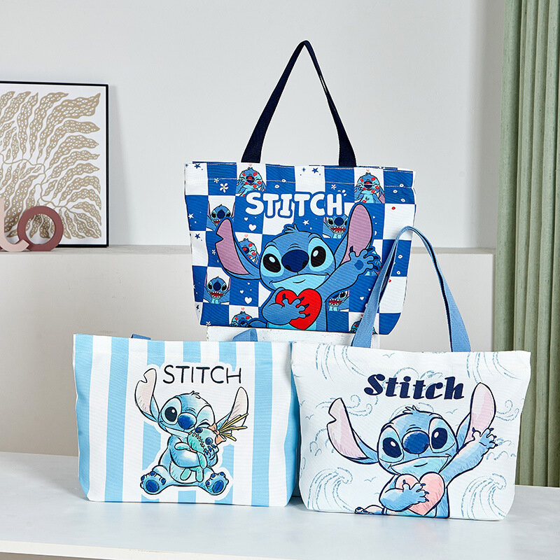New Disney Stitch Large Capacity Canvas Tote Bag Women's Shoulder Bag Girls Cartoon Cute Tote Bags Shopping Commuter Tote Bags