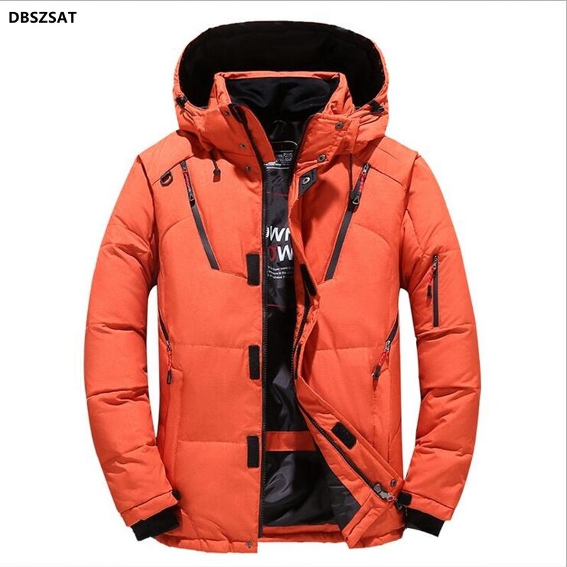 -30 Degree Winter Mens Thick Warm White Duck Down Jacket Hooded Windbreaker Down Parkas Hombre Coats Oversized Puffer Jackets