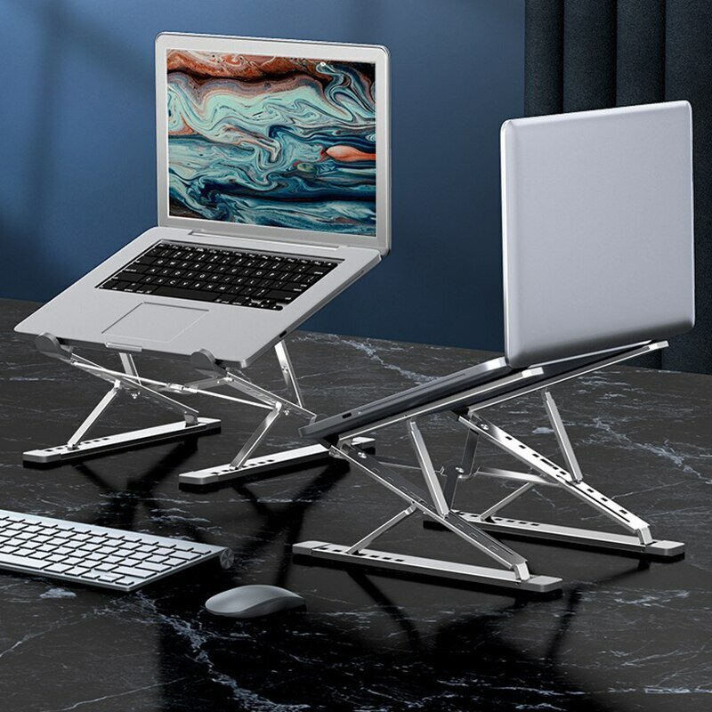 Stojak na laptopa do Macbooka Składany, regulowany aluminiowy komputer Stojak na tablet Stojak na notebooka Uchwyt na laptopa Rozpraszanie ciepła