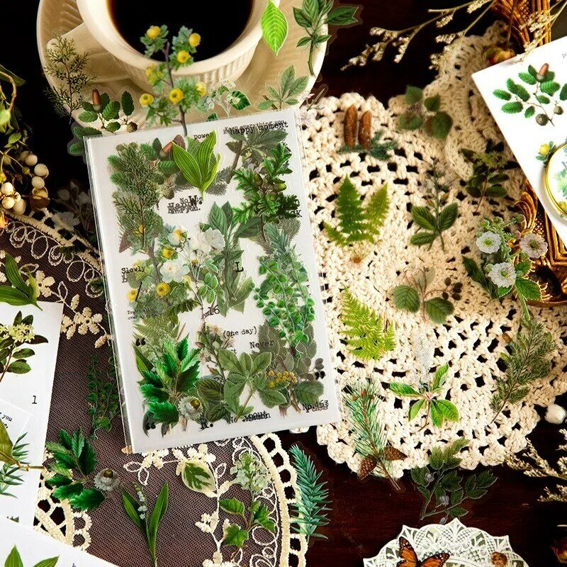 8 buah kupu-kupu jamur tanaman bunga stiker tahan air untuk DIY seni jurnal perencana buku tempel Kerajinan Hadiah Dekorasi
