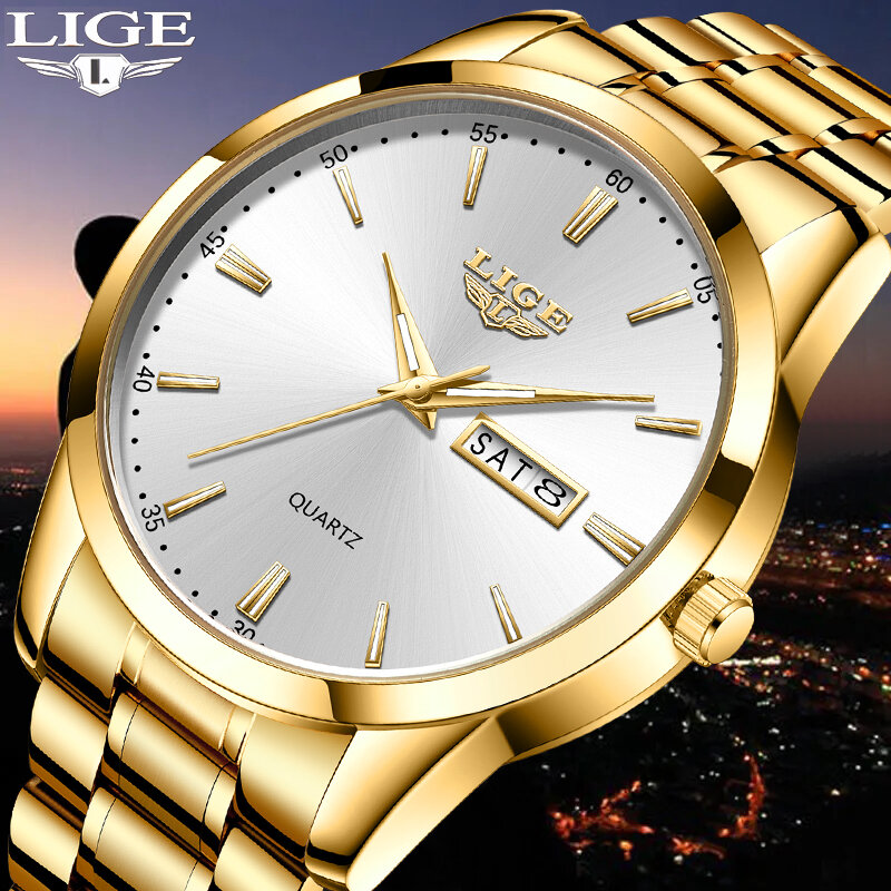 LIGE New Waterproof Watch Men Fashion Business Men Watch Top Brand Luxury cronografo sportivo in acciaio inossidabile orologi da polso al quarzo
