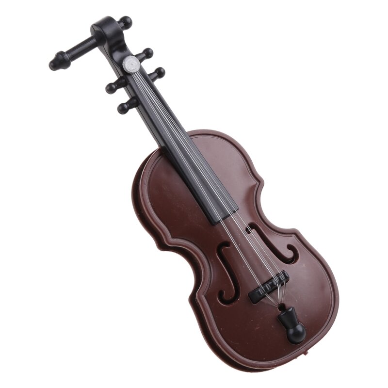 Mini violinos ornamento miniatura violinos modelo com suporte para caso dollhouse para casa desktop decoração instrumento musical