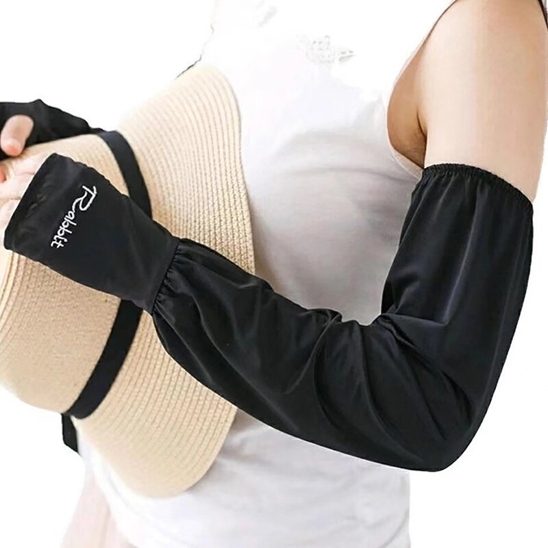 Sarung tangan lengan pelindung UV wanita, longgar tabir surya berkendara lengan sutra es panjang pelindung UV musim panas
