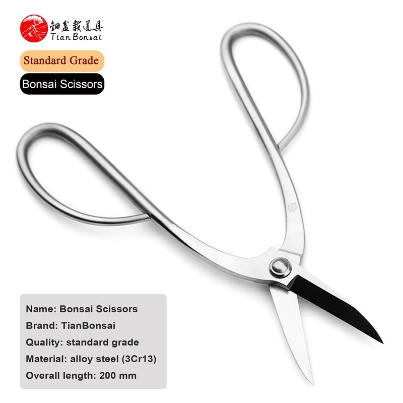 Standard Grade 200 mm Top Pruning Bonsai Scissors 3Cr13 Alloy Steel Bonsai Tools