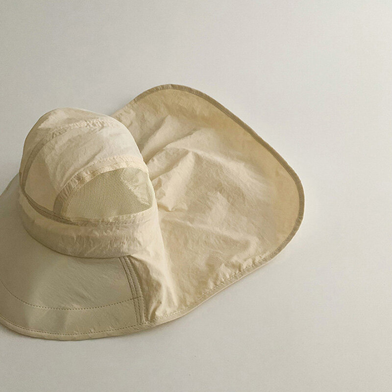 2024 szybkoschnący czapka przeciwsłoneczna dla dzieci kapelusz Panama z dużym rondem z szalem plażowym podróżny akcesoria do kapelusz na lato dzieci w wieku 2-6 lat