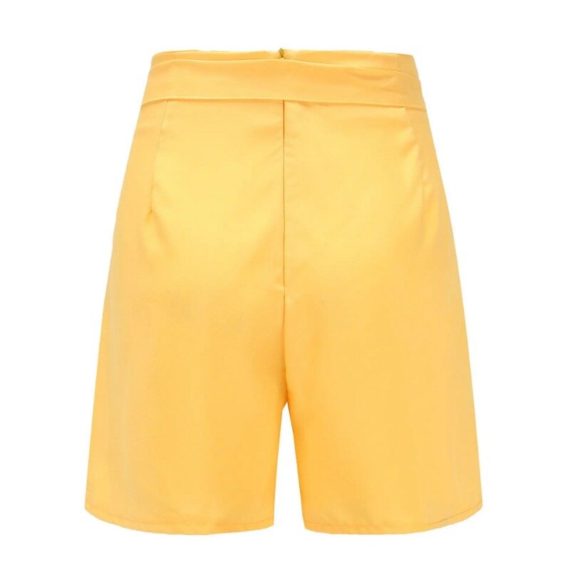 Pantalones cortos de cintura alta para mujer, Shorts ajustados informales, color negro, rojo, blanco y amarillo, diseño de cinturón