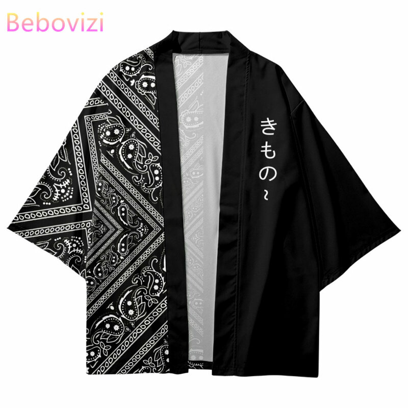 Traditionelle asiatische Kleidung für Frauen und Männer Dreiviertel ärmel und Strickjacke Kimono-Stil Paisley-Print-Shirts Yukata