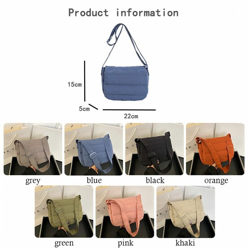 Puchowe bawełniane wyściełane torby na ramię modne lekkie torby pod pachami o dużej pojemności w jednolitym kolorze pikowana torba damska dziewczęca