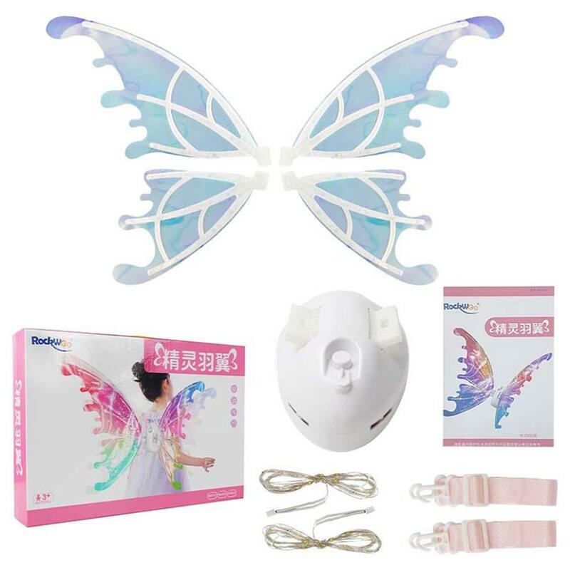 Girls Electrical Butterfly Wings With Lights Glowing Fairy Wings Dress Up Accessories For Birthday Wedding Christmas