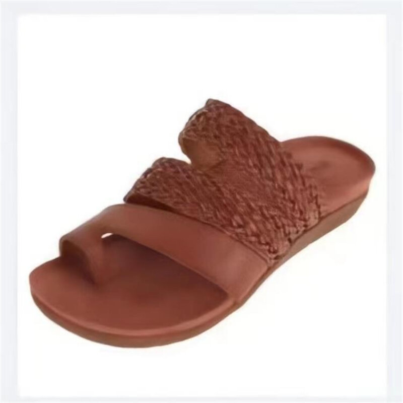 Sandal jepit wanita, sepatu sandal pantai Wedges ringan anti selip, sandal dasar datar warna polos, sandal buatan tangan untuk wanita, 2024