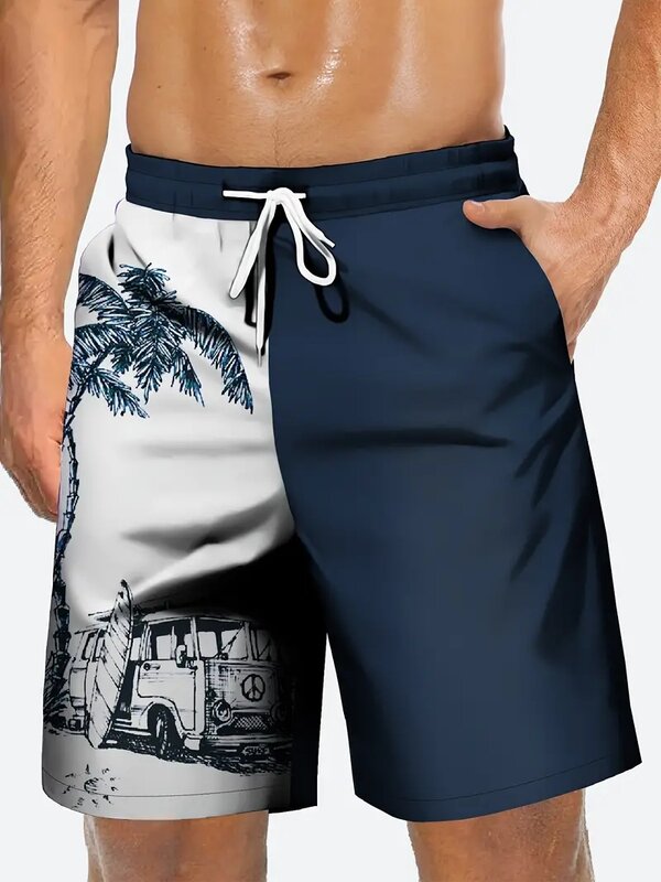 Celana pantai pria, celana pendek cetak 3D musim panas, bersirkulasi udara, celana jalan kebugaran, Ropa Hombre