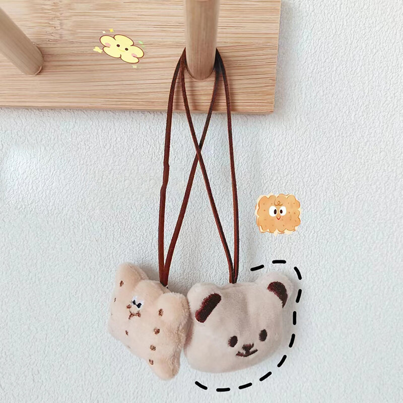 1pc Cute Cartoon Bear Plush Doll Name Tag Keychain Soft Stuffed Animal Dolls Keyring For Girls Bag Pendant Bags Accessories