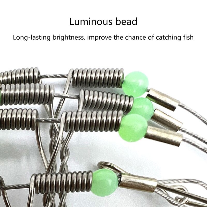 Impianti di pesca con girevoli Snap Connect Beads Line Tackle Rigs Fishing Leader filo di acciaio inossidabile Traces Leader affronta