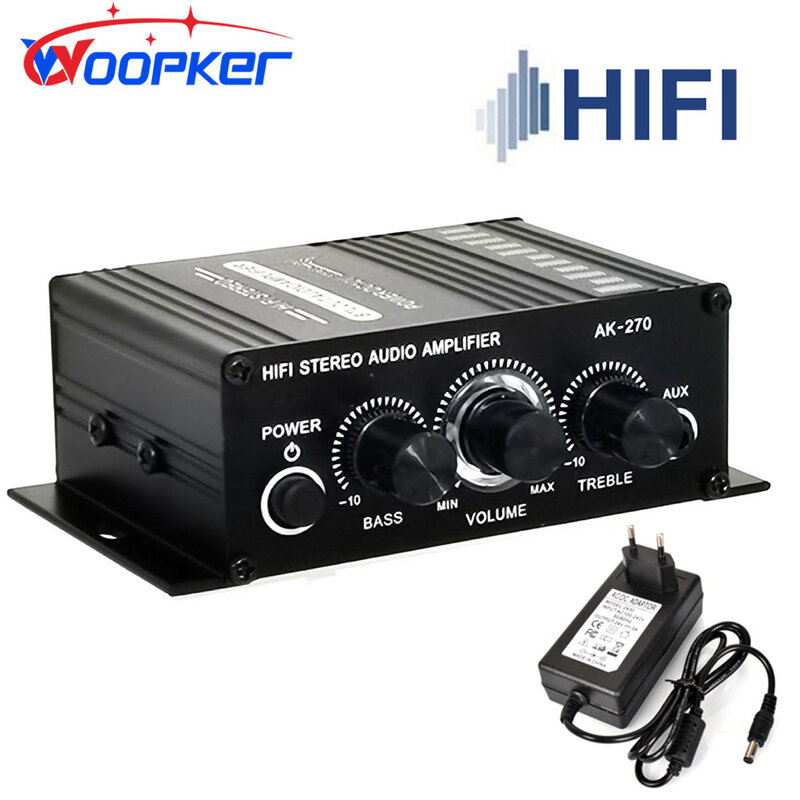 AK-270 Hifi-Verstärker Kanal 2,0 Stereo Audio Sound Amp Bass Trebl für Heimkino-Soundsystem