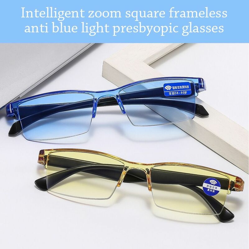 Óculos de leitura anti Blue Ray, Zoom automático inteligente, Autofocus Power Half Rim, Computador perto de longe