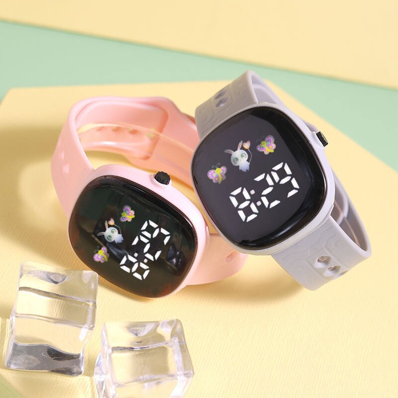 นาฬิกาเด็ก Jam Tangan Digital LED สำหรับเด็กนักเรียนกลางแจ้งนาฬิกาอิเล็กทรอนิกส์นาฬิกาข้อมือแสดงเวลาเดือนนาฬิกาข้อมือดิจิตอล