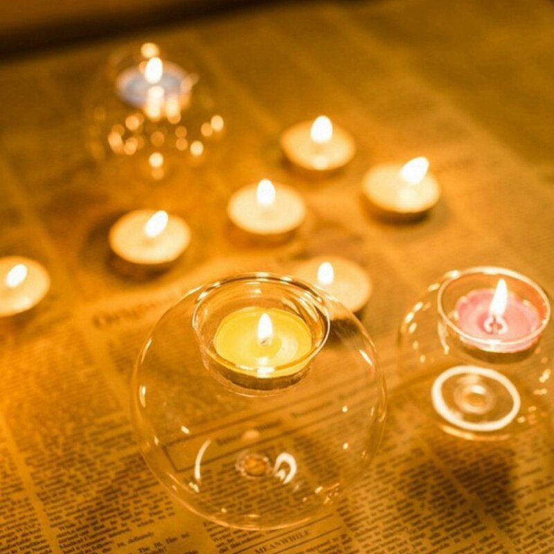 10PCS Tempat Lilin Kaca Kristal Dekorasi Halloween Candlestick Glass Transparent