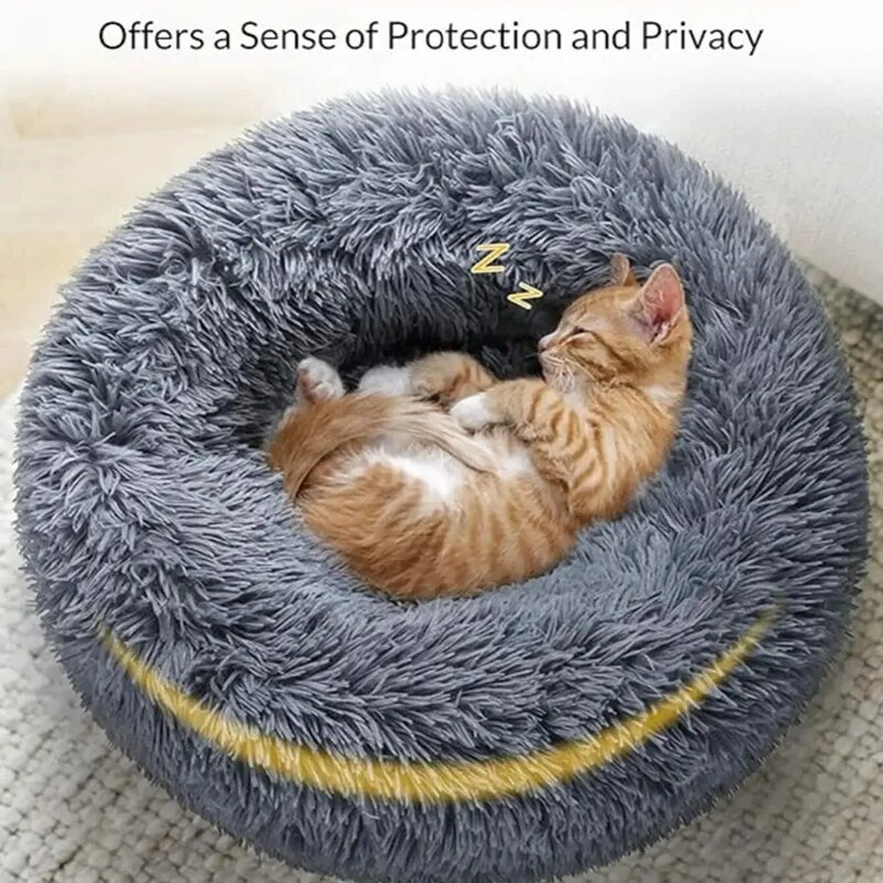 40-90cm okrągły łóżko dla zwierząt na duży pies łóżko Super miękkie łóżeczko dla kota długi pluszowy pies dom na średniego psa zimowy ciepły sen
