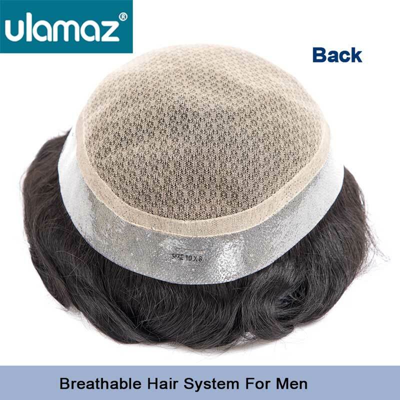 Rambut palsu lapisan ganda Australia rambut palsu pria prostesis rambut manusia alami sistem pengganti rambut palsu Wig Remy untuk pria