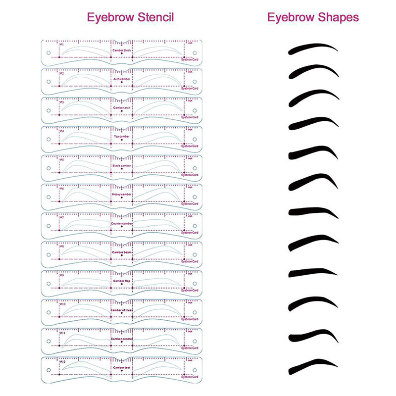 12 Pcs riutilizzabile Eye Brow Drawing Guide Set di Stencil per sopracciglia Styling Shaping Grooming Template Card Kit sopracciglio Shaper Makeup