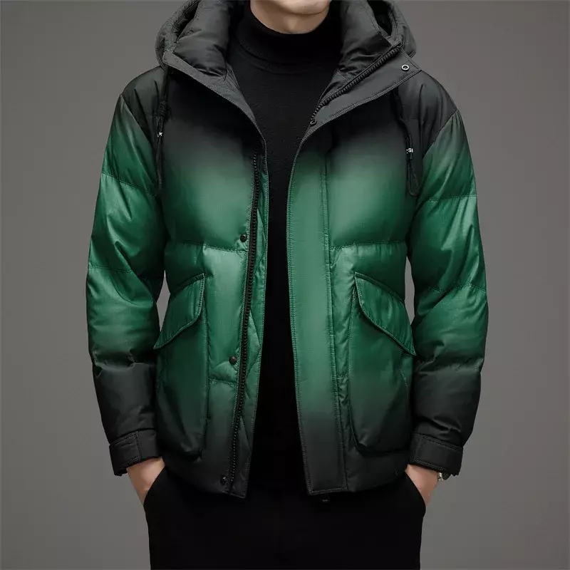 2024 New Men's Winter Gradient Color down Jacket Soft Warm Autumn and Winter Youth Fashion Trend down Jacket