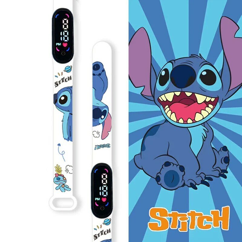 Disney Cartoon Stitch relógios para crianças, Pulseira LED, Relógio eletrônico digital, Relógio impermeável para crianças, Moda meninas