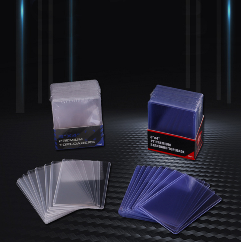 Transparente PVC Toploaders para Collectible Trading Cards, mangas de protecção, basquetebol, Sports Idol Cards, Game Card Holder, 3x 4 polegadas, 35PT