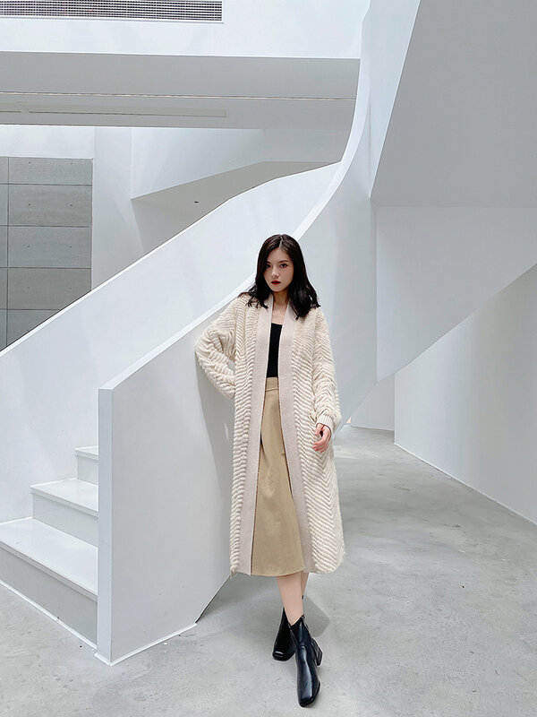 Hdhohr 2023 real casaco de pele de vison feminino luxo natural kintted vison casacos de pele inverno quente grosso roupas de pele para o sexo feminino mais tamanho