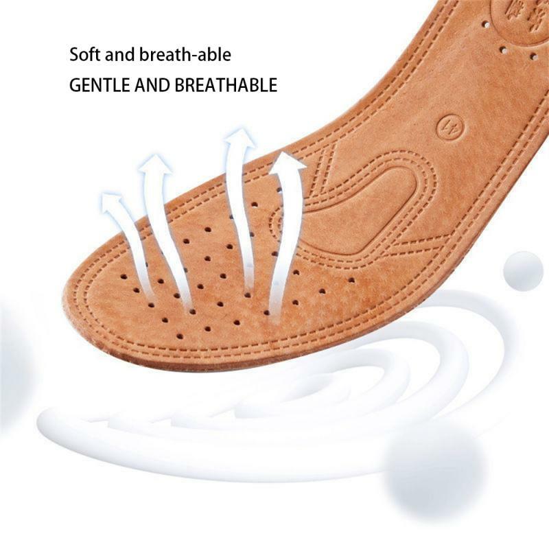 1PCS Deodorant Three-dimensional Massage Vintage Absorb Sweat Insole Lightweight And Breathable Genuine Leather Cowhide Insole