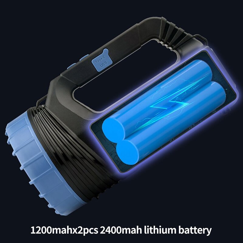 2023 Hot Solar Power LED Flashlight Handheld Searchlights Outdoor Camping Hiking Emergencies USB Rechargeable Flashlight 2400mAh