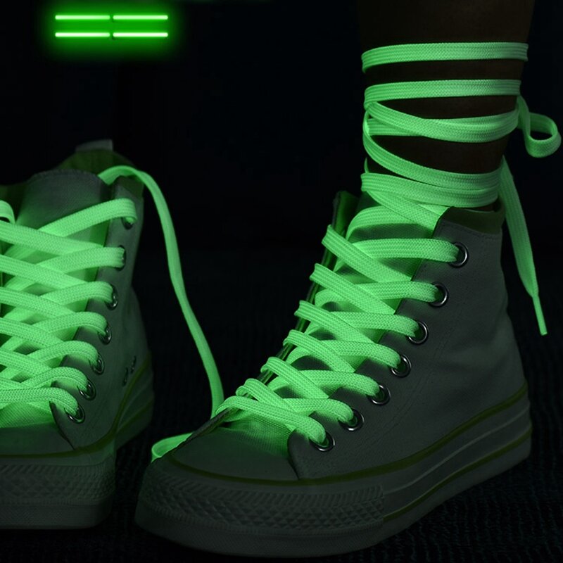6สีส่องสว่าง Shoelaces แบนเหมาะสำหรับรองเท้าเรืองแสง Laces ปาร์ตี้ร่วมกัน Night Run Unisex เชือกผูกรองเท้า1คู่