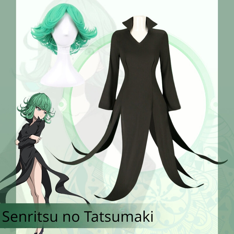 Ein Schlag Mann Tornado des Terrors senritsu kein Tatsumaki Cosplay Kostüm Perücke schwarzes Kleid Frauen Mädchen Outfit Halloween Kind Erwachsener