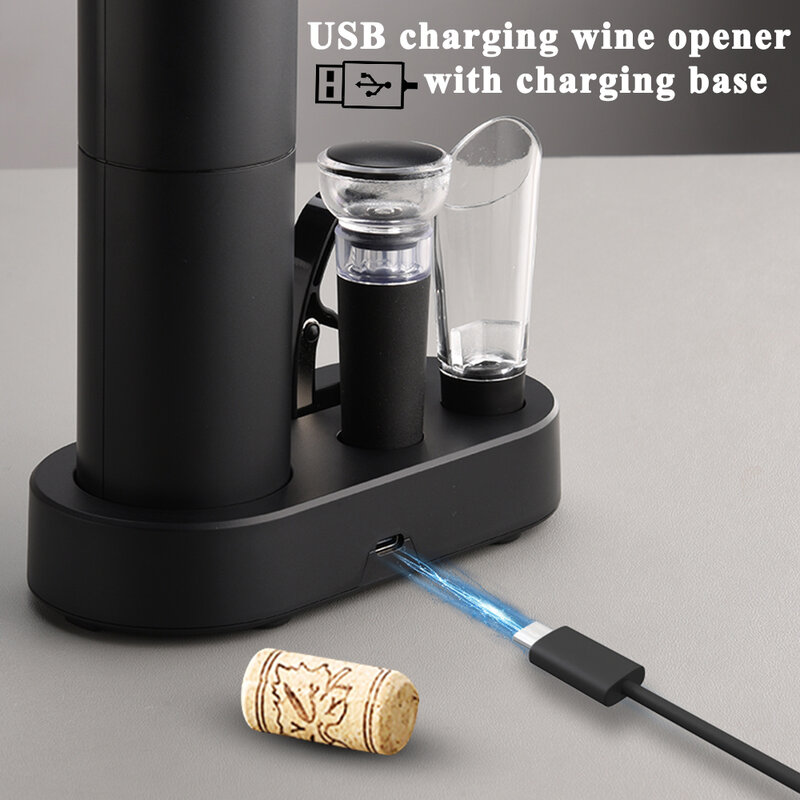 Elektrischer Weinflaschen öffner automatischer Rotwein korkenzieher wiederauf ladbarer Wein öffner mit Lade basis Wein werkzeuge Küchen produkte