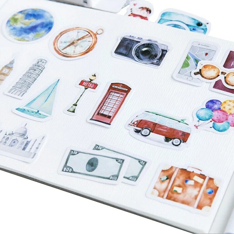 Etiqueta de papel artesanal bonito, selagem DIY, decorativo mão conta adesivo, papelaria, diário de viagem de uma pessoa, 46pcs por caixa