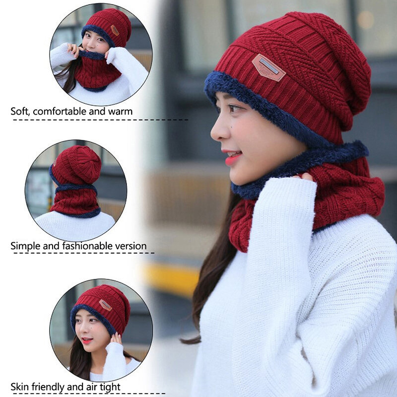 Coral Fleece Scarf Winter Hat Soft Men's Beanie Шапка Мужская Warm Hat Gorras Hombre Knitted Double Layer Cap Touca Masculina