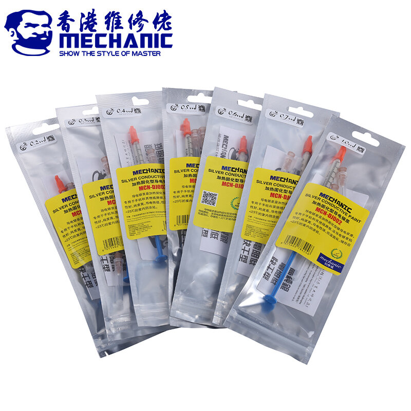 MECHANIC 0.2 0.3 0.4 0.5 0.7 1.0ML 100% Silver Conductive Glue Wire Electrically Paste Adhesive Paint PCB Repair For Electronic