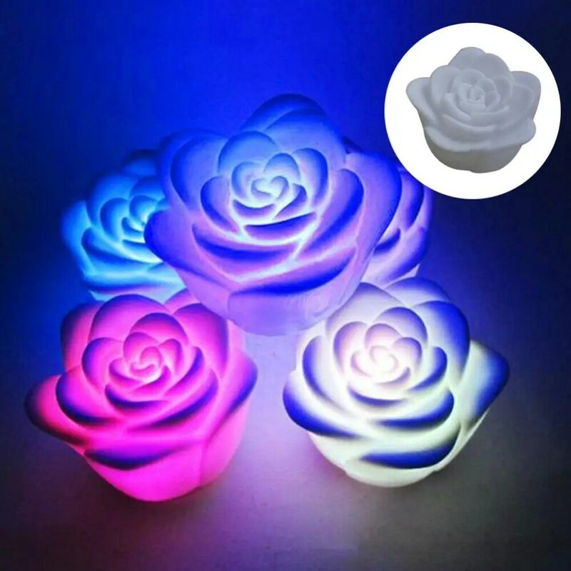 LED Waterproof Home Decor Party Floating Rose Flower Color Changing Night Light Home Decor