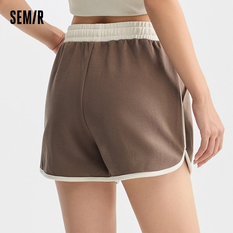Semir Casual Trousers Women Collision Colour Elastic Waist Loose Simple Trend 2024 Summer New Texture Shorts Sports Style