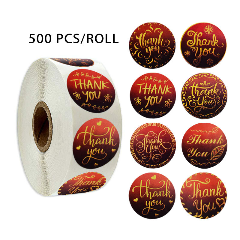 50-500 Stuks Rood Bedankt Stickers Voor Zakelijke Scrapbooking Huwelijksfeest Gunsten Envelop Zegels School Briefpapier Stickers