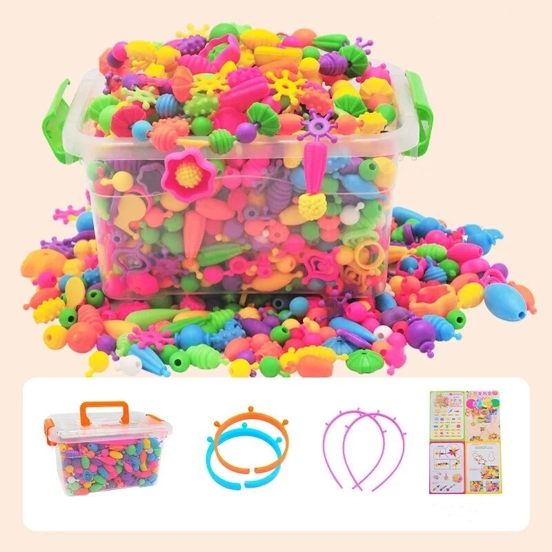 Cuentas Multicolor de 188 piezas para fabricación de joyas hechas a mano, pulsera y banda para la cabeza, conjunto de Material de abalorios para niña