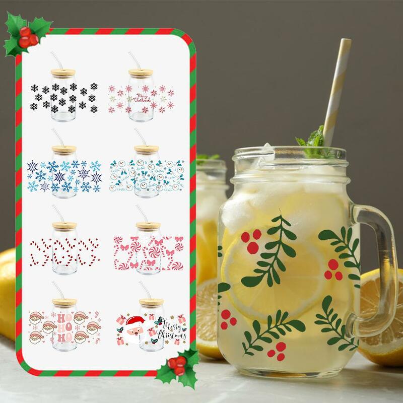 UV DTF Cup Packaging Transfer Sticker For Christmas Glass Coffee Cups Labels Waterproof Logo For Glass Cup Bottles Y2H9