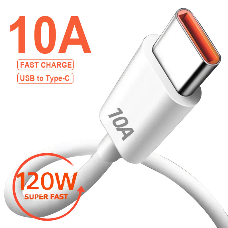 USB Type C Cable 120W 10A Fast Charging Wire Mobile Phone USB For Huawei P30 Xiaomi Realme Samsung Poco x6 USB C Data Cable Cord