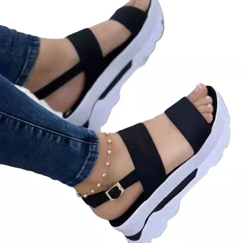 Sandalias ligeras de cuña para Mujer, zapatos de plataforma con tacones, calzado informal de verano
