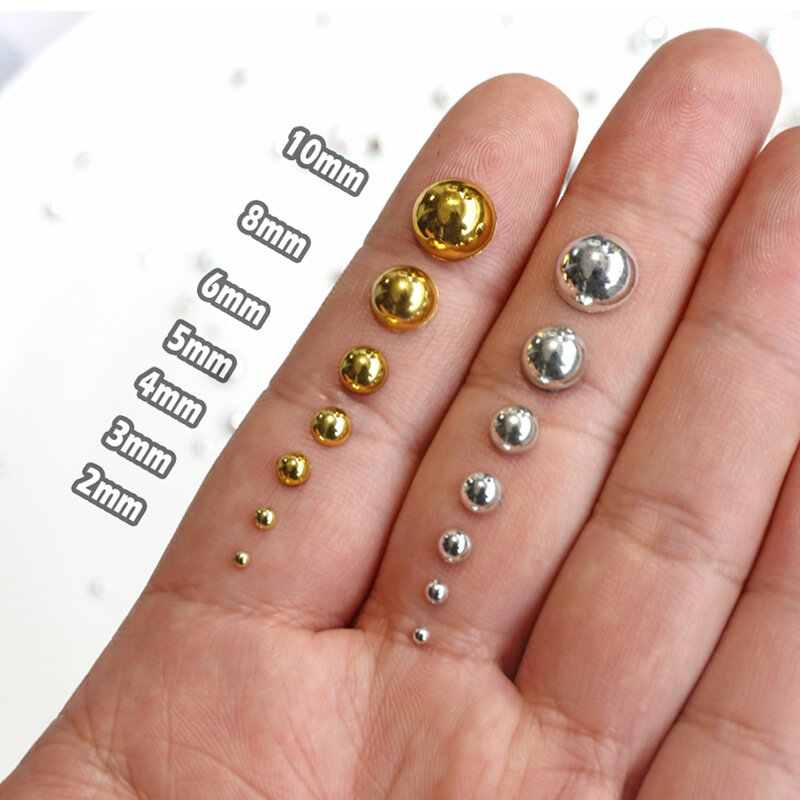 Oro lucido argento Mix dimensioni 2mm-10mm perline semicircolari imitazione perla resina ABS retro piatto Glitters per la decorazione fai da te del mestiere del chiodo