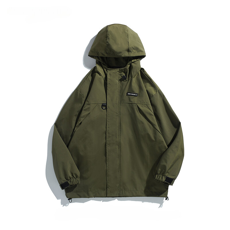 Jaket bertudung Plus beludru pria, jaket tahan air tahan angin hangat luar ruangan trendi berkemah gunung Jepang mantel ritsleting musim dingin musim gugur