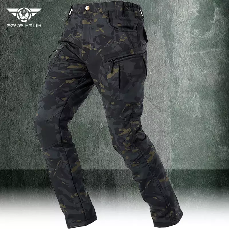 Men's Windproof Tactical Pants Durable Ripstop Waterproof Working Camouflage Trousers Urban Commuting Warm Slim Casual Pant Male