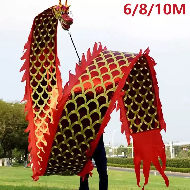 Wu panjang pita ayunan luar ruangan, cap emas sisi ganda naga kebugaran terkemuka 6/8/10M 3D dalam 7 warna