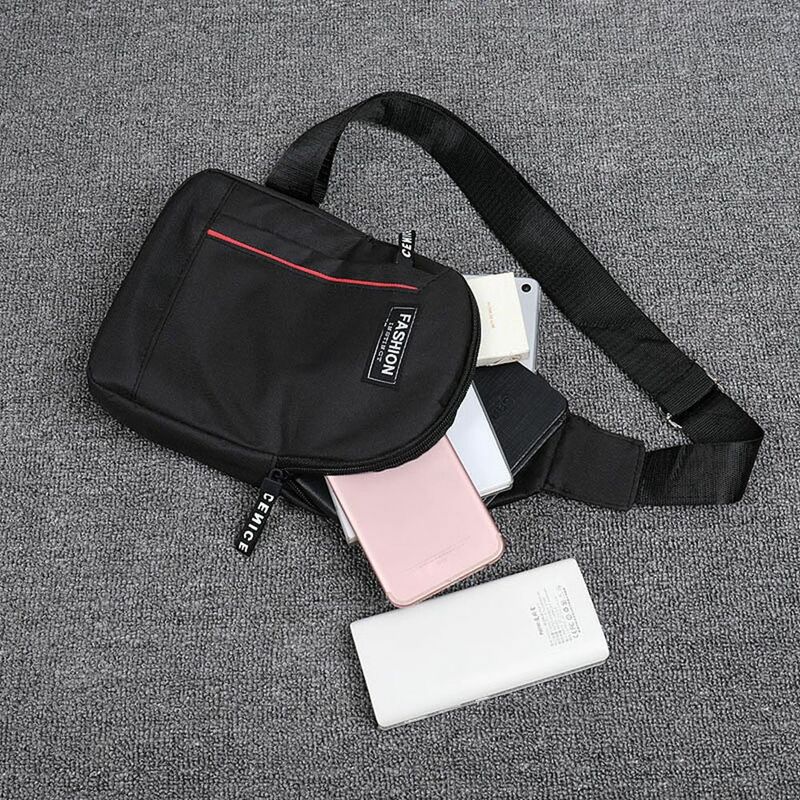 Tas bahu sederhana portabel pria, tas kecil olahraga perjalanan santai tas dada selempang ransel luar ruangan tas selempang
