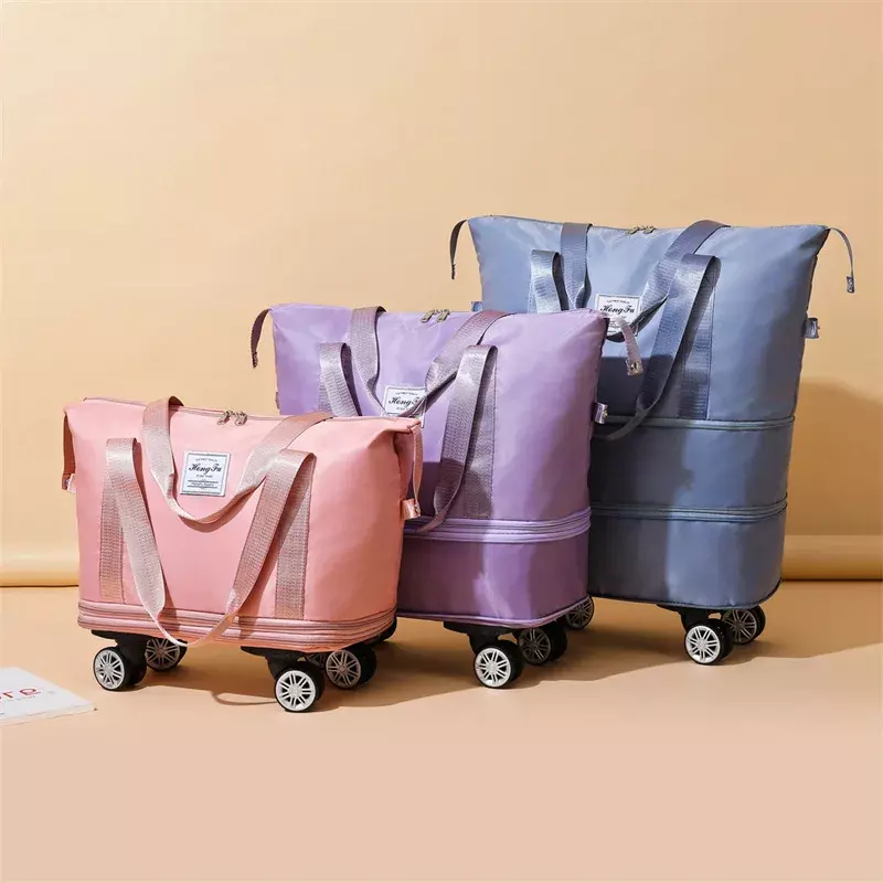 Bolsa de viaje con ruedas multifunción ultraligera, bolsa de almacenamiento de equipaje de separación seca y húmeda portátil, bolsa de Fitness de gran capacidad